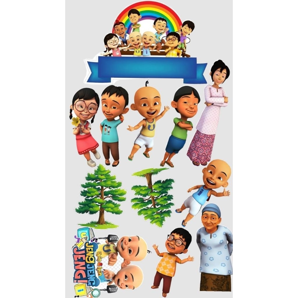 Topper Kue Ulang Tahun UPIN & IPIN Custom Nama dan Umur, Gratis Tusukan