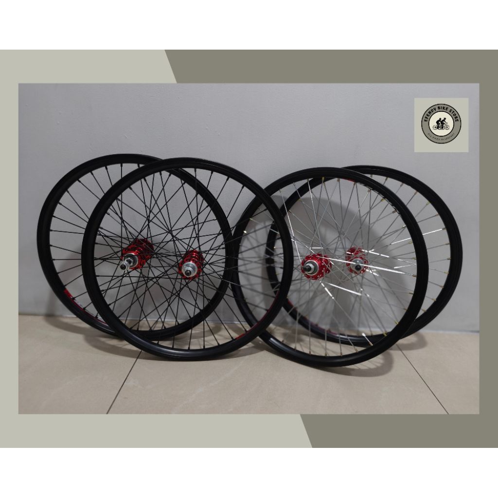 Wheel Set 20 Double Wall United Hub Merah Alloy Wheel set 20 x 175 Wheelset 20 murni double wall Hub