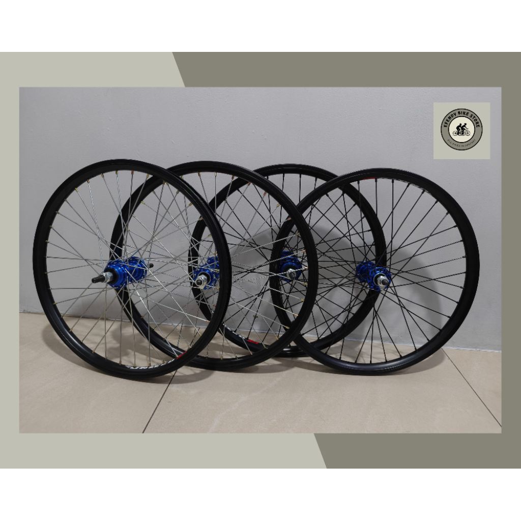 Wheel Set 20 United Double Wall Hub Biru Alloy Wheel set 20 x 175 Hub Biru Alloy 36 Hole Velg Jadi P