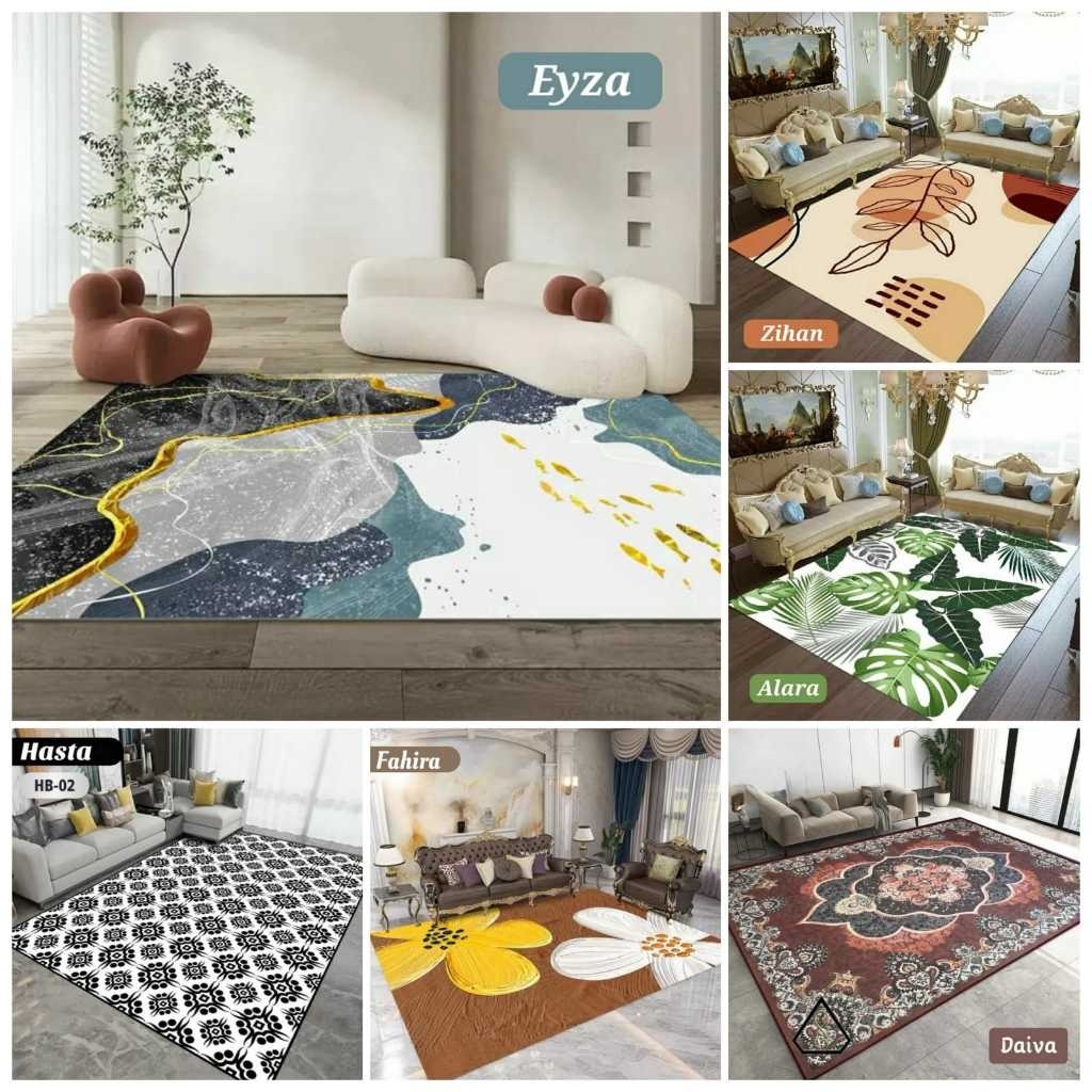 Karpet Lantai Aesthetic Ruang Tamu Size 100x150 cm Style Eropa Import Polyester Lembut Tebal | Ambal