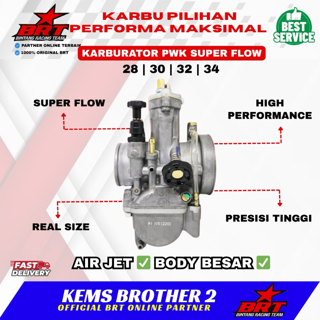 SUPER FLOW BRT KARBURATOR KARBU SF28 dan SF 30 GRATIS VELOCITY STACK