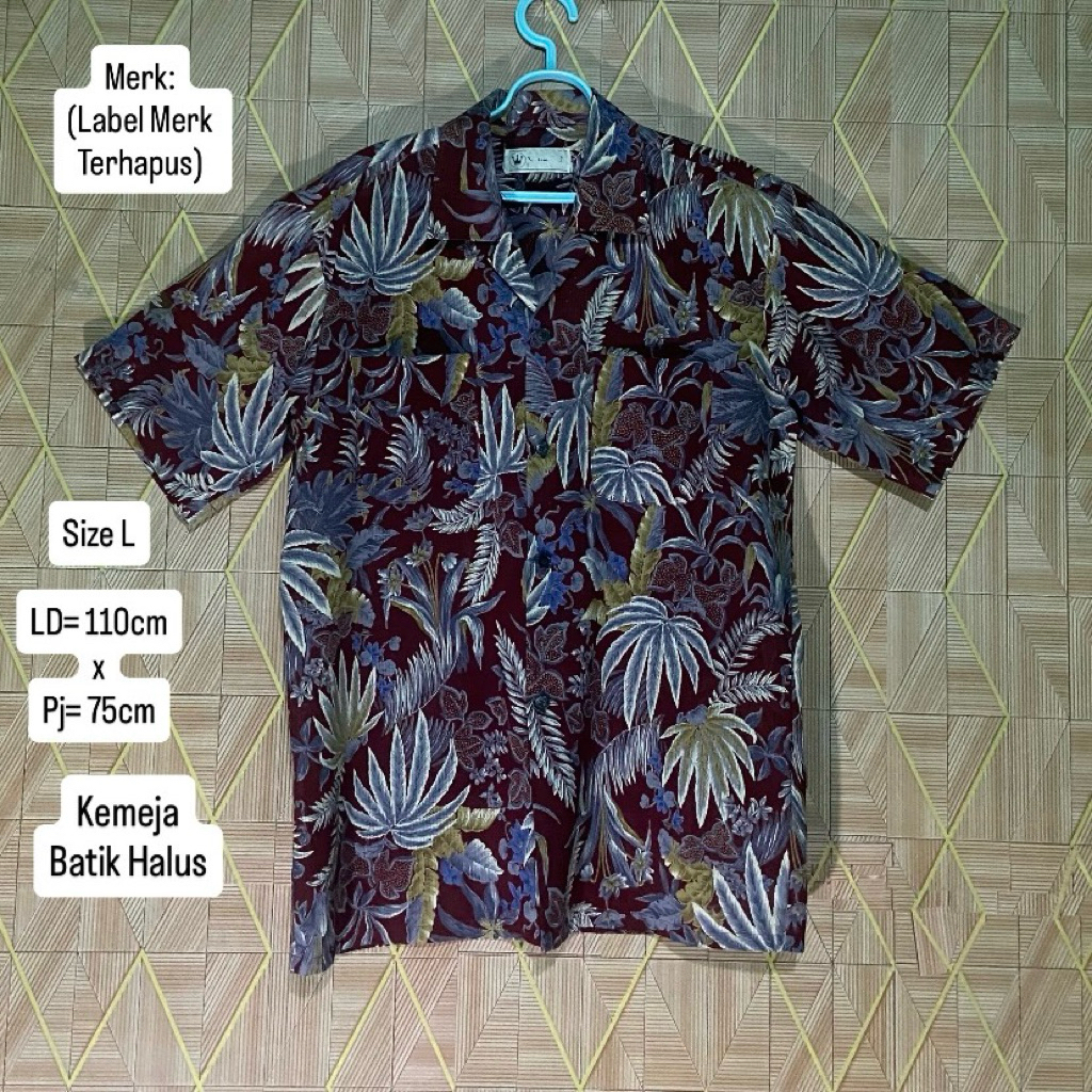 PRELOVED (Label Merk Terhapus) ORI KEMEJA BATIK HALUS (Size L) (LD=110cm x Pj=75cm)