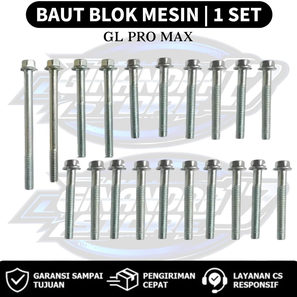 Baut Blok Mesin 1 SET Honda GL Pro max / Baut Blok Kopling 1SET Motor GL pro