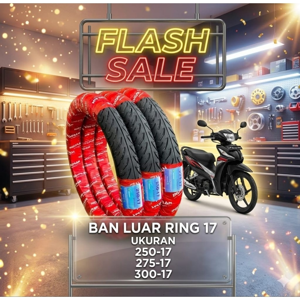 BAN LUAR MOTOR BEBEK UKURAN 2.50 & 2.75 RING 17 COCOK UNTUK BAN MOTOR BEBEK JENIS SUPRA,SMASH,JUPITE