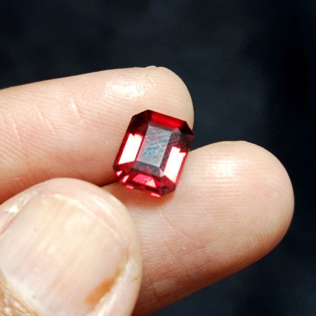 Batu Permata Natural Red Garnet Cutting Octagon - Batu Permata Garnet Kating Kotak Asli