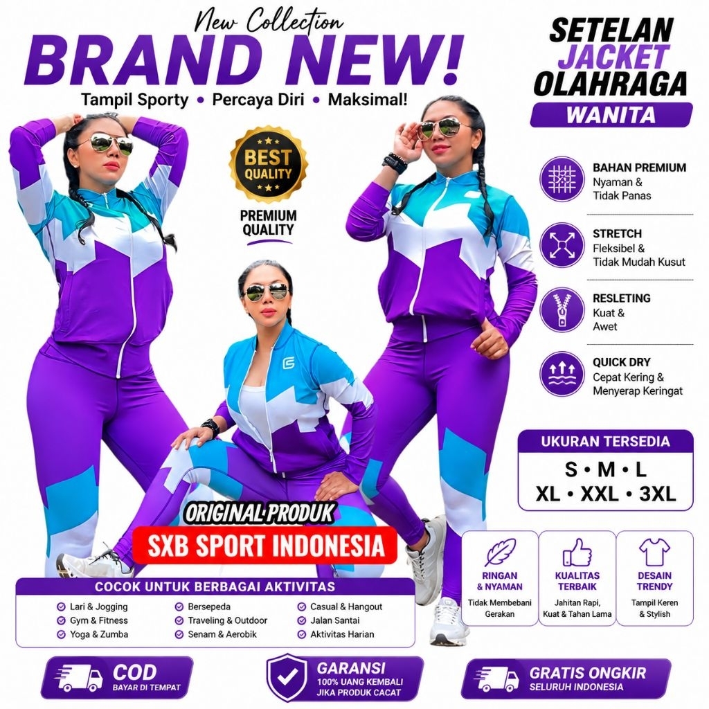 SETELAN BAJU OLAHRAGA SENAM PRIA/WANITA SXB SPORT JACKET AND LEGGING NYAMAN COMPRESSION BERKUALITAS