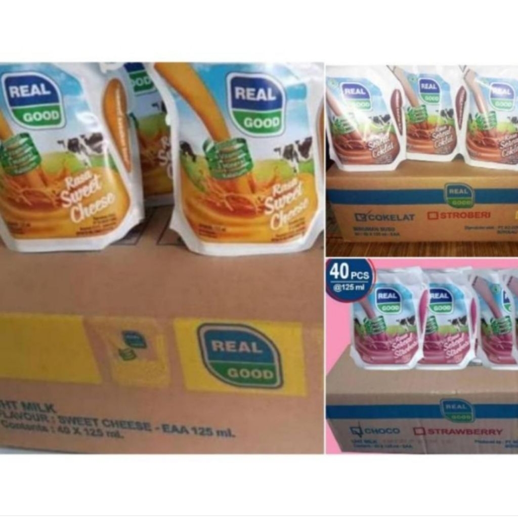 Susu UHT Real Good POUCH - Netto 125 mL 1 Dus isi 40