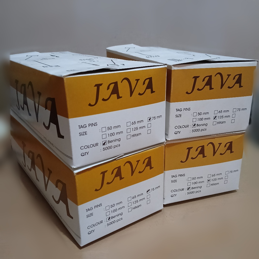 Tag Pin Hitam JAVA 5.000 pcs per box, bahan PP berbagai ukuran panjang