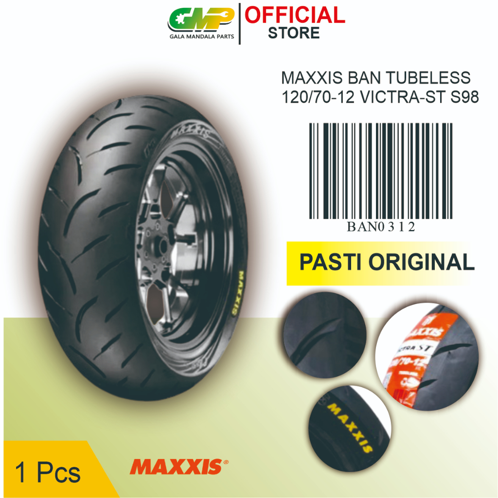 Maxxis Victra-ST S98 120/70-12 Ban Tubeless Ring 12 Soft Compound Matic Vespa Scoopy New