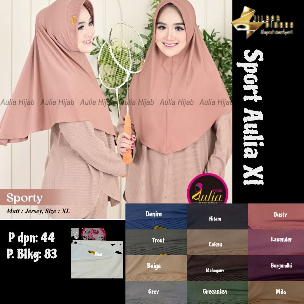 Toko Jilbab Dinara -  Jilbab Bergo Sport Aulia XL/ Jilbab Olahraga XL/ Bergo Sport Aulia XL