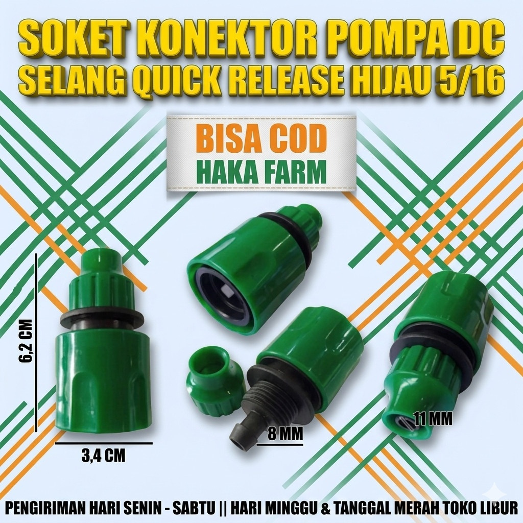 KONEKTOR QUICK RELEASE SELANG 8MM SELANG 5/6"/ SOKET KOENKTOR POMPA DC QUICK RELEASE