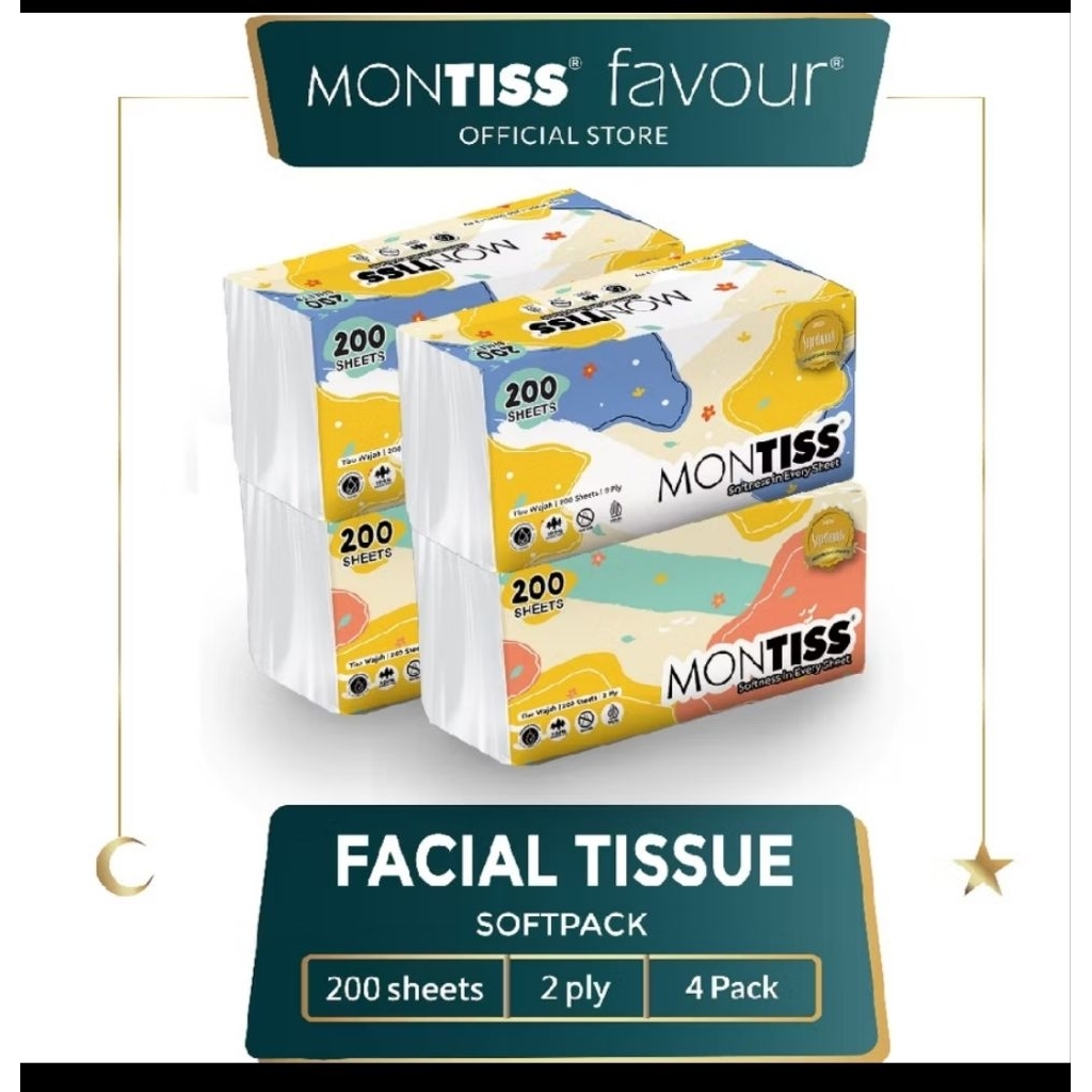 Montiss Facial Tissue 4 pcs  200 heets
