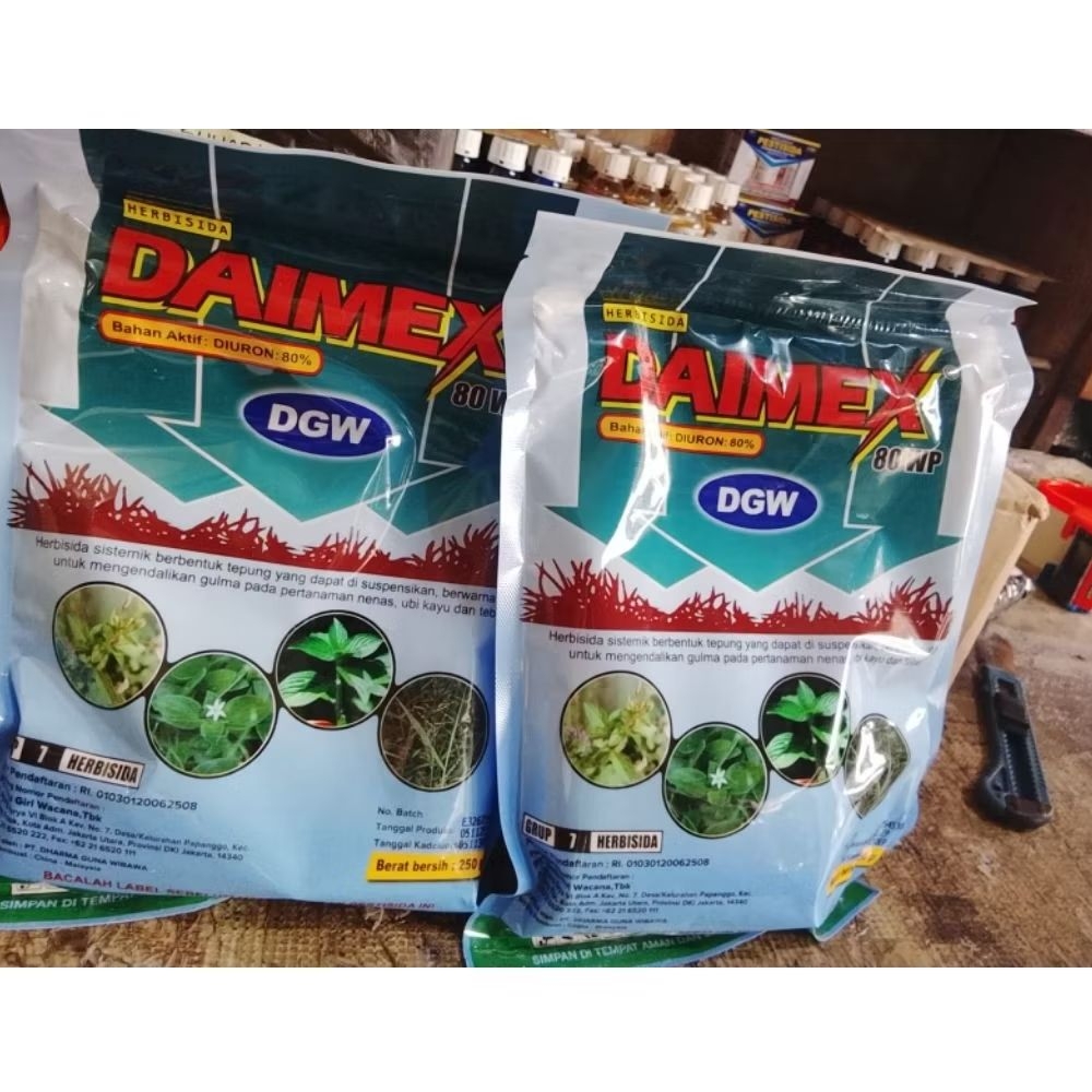 Daimex 80 WP 250 Gr Pembasmi Biji Gulma Rumput Herbisida Diuron Daimex DGW Bahan Aktif 80% untuk Per
