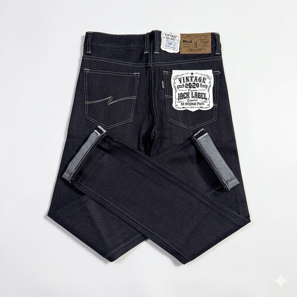 Celana Denim Selvedge Accent 15oz Sanforized Jack Label Denim
