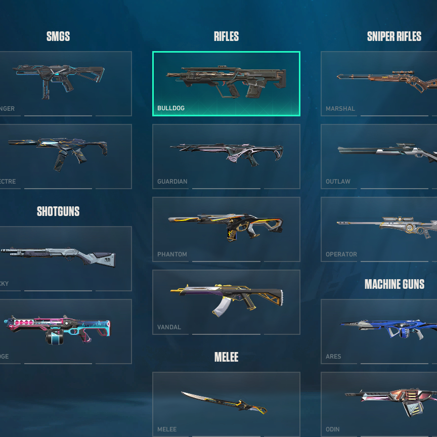 AKUN VALORANT Full Skin Classic Ghost Sheriff Spectre Phantom Vandal OP Bundle
