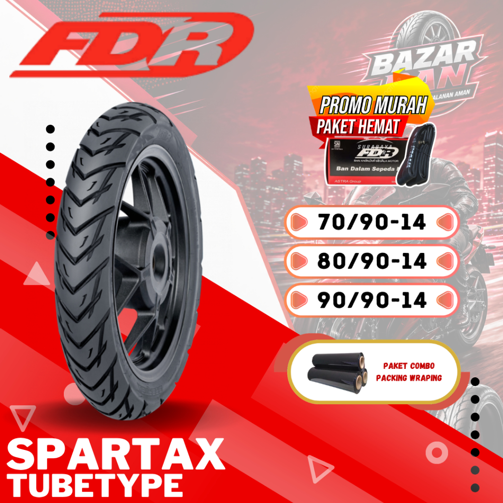 (PRODUKSI TERBARU) BAN FDR NON TUBLES SPARTAX RING 14 / BAN FDR TUBETYPE  ( 70/90-14 - 80/90-14 - 90