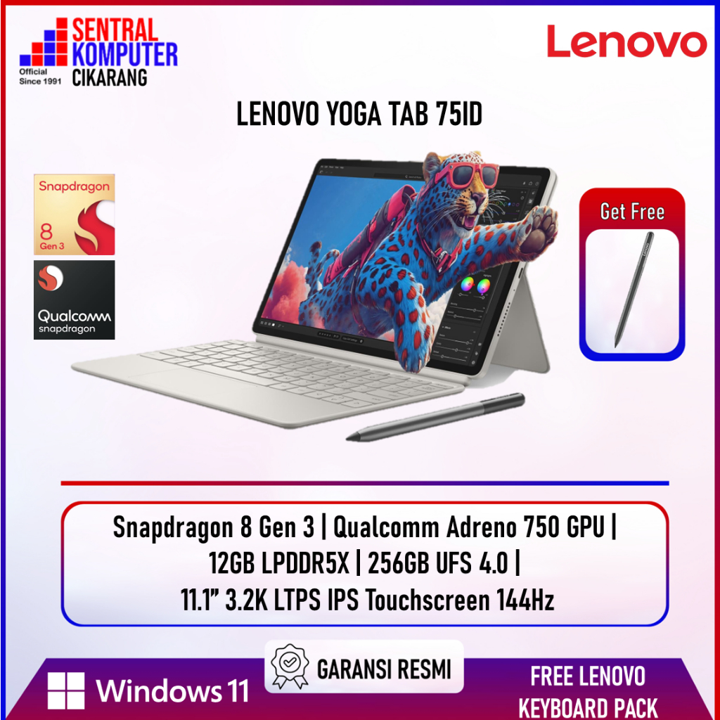 Lenovo Yoga Tab Snapdragon 8 Gen 3 12GB 256GB UFS 11.1" 3.2K LTPS IPS Touch 144Hz Android 15