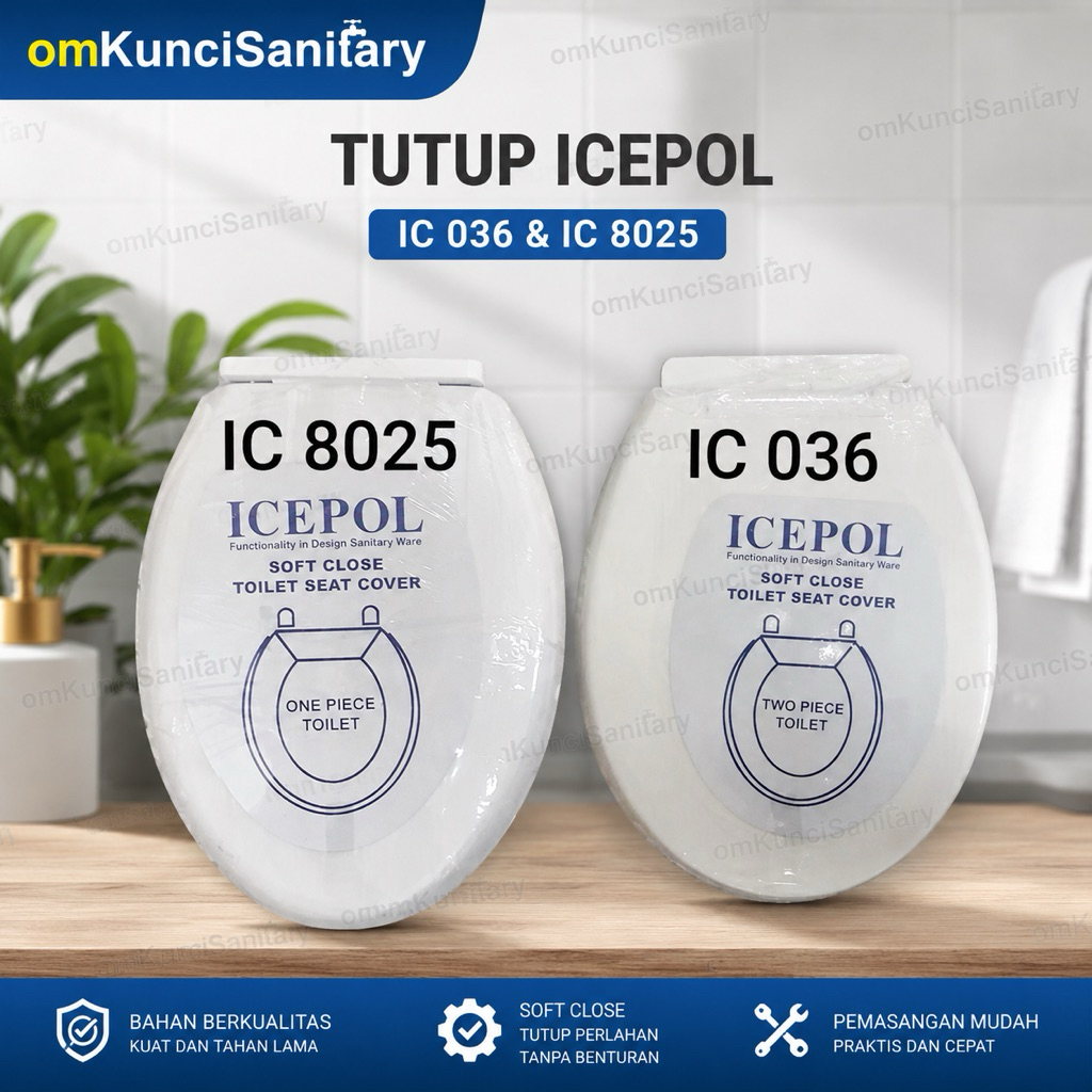 ICEPOL Soft Closing Toilet Seat Cover Universal Tutup Kloset Icepol IC 8025 dan IC 036