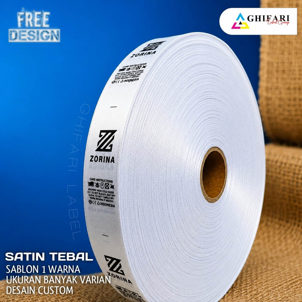 LABEL SATIN IMPORT CUSTOM PREMIUM CETAK 2 WARNA LABEL BAJU HIJAB WASHING LABEL LABEL FASHION BRAND L