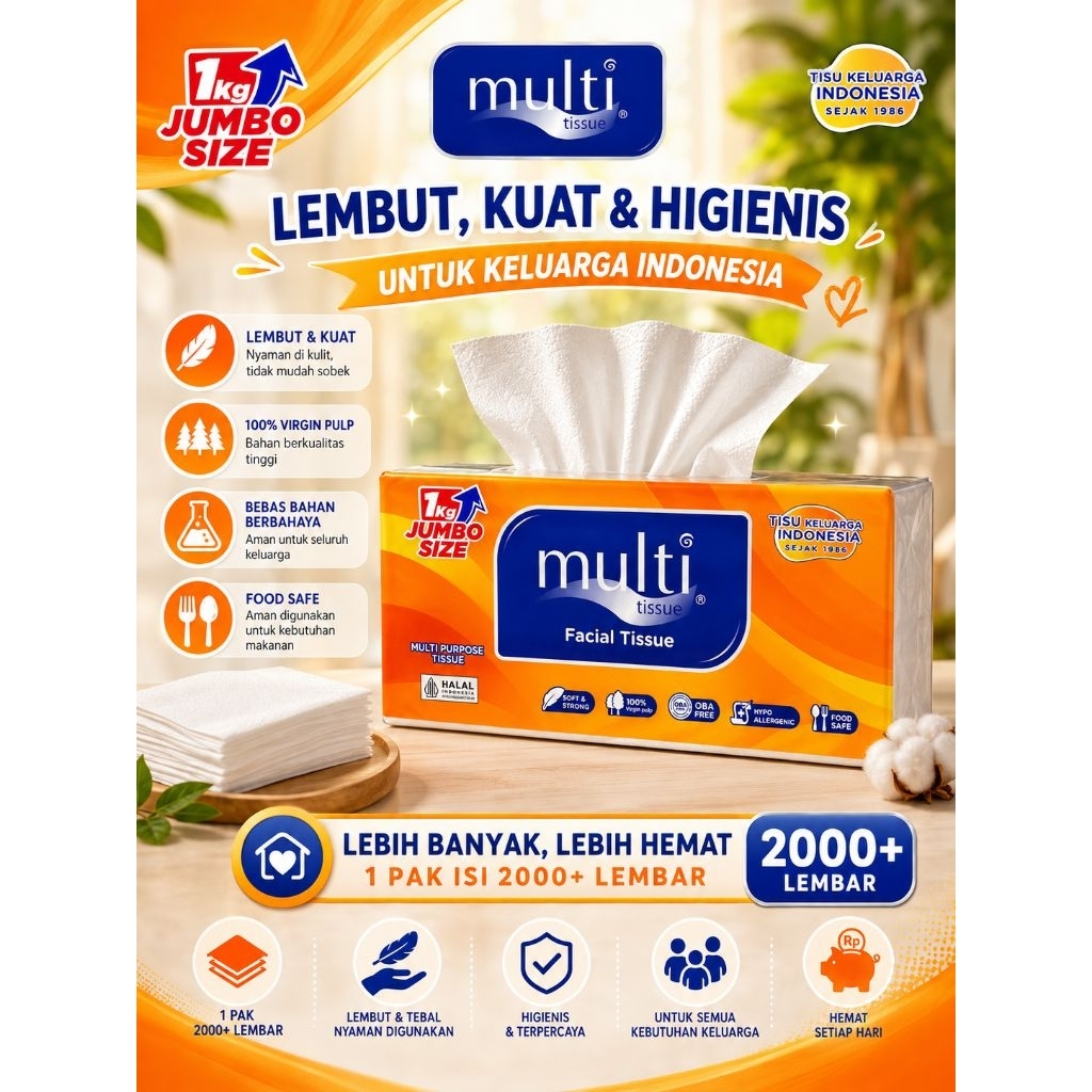 > TISSU FACIAL JUMBO MULTI 1000 GRAM TEBAL MURAH
