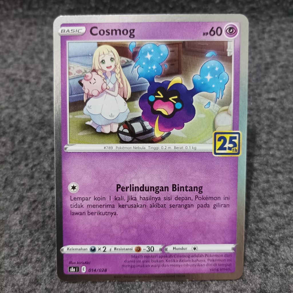 Pokemon indonesia TCG cosmog 014/028 s8a 25th