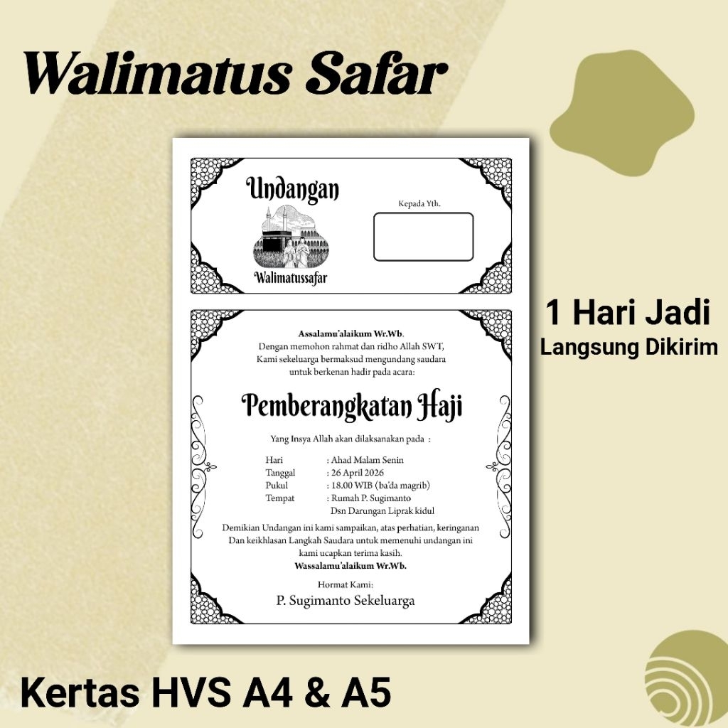 Undangan Walimatus Safar Termurah Langsung Jadi