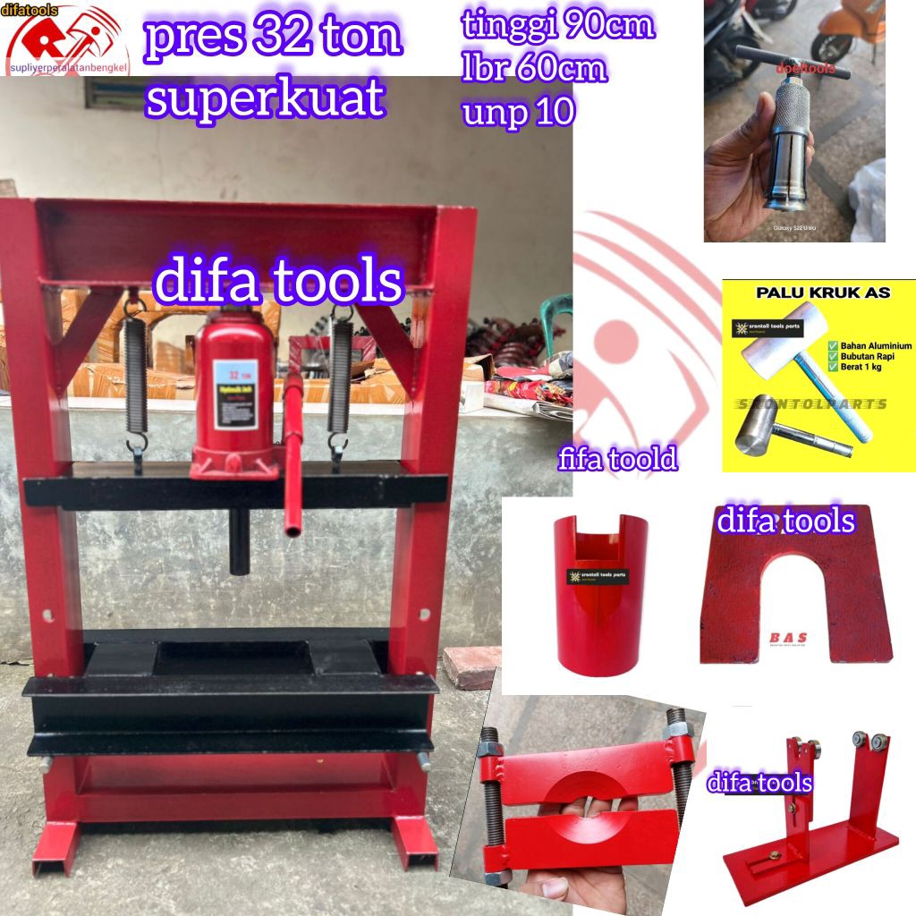 Alat press hidrolik Multifungsi alat pres motor kruk as dll.tinggi 90cm lebar luar 60cm dongkrak 32t