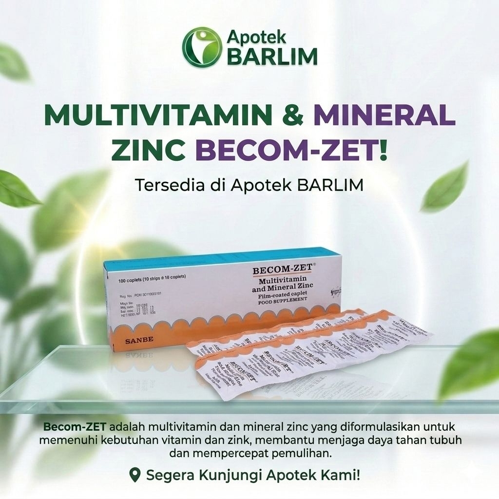 BECOM-ZET Multivitamin Tablet dengan Zinc untuk Daya Tahan Tubuh