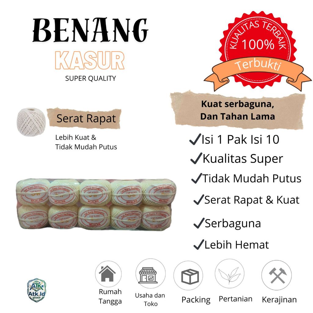 Benang kasur CAP KUNCI putih tebal dan kuat-Benang jahit kasur /tali kerajinan /Tali bakcang