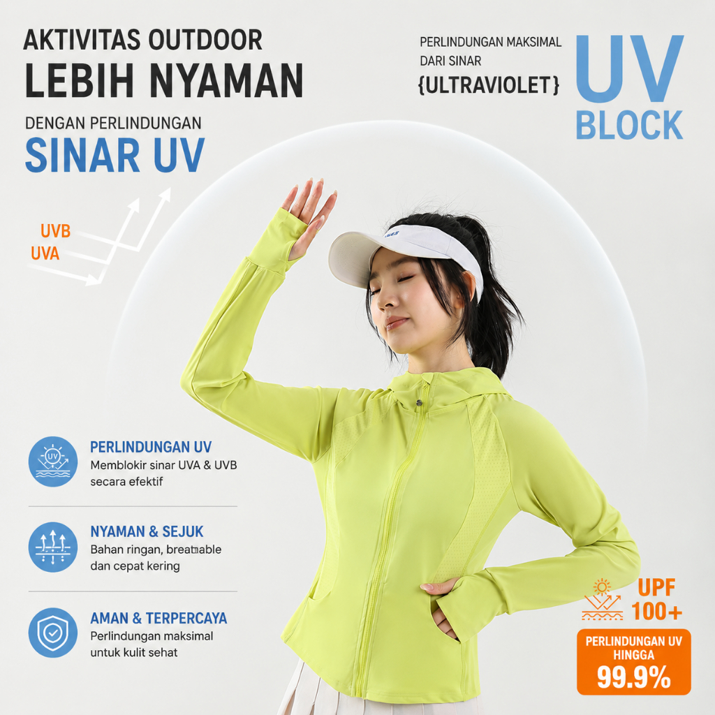 SPORTIUV Jaket Anti UV Hoodie Slim Fit Clover