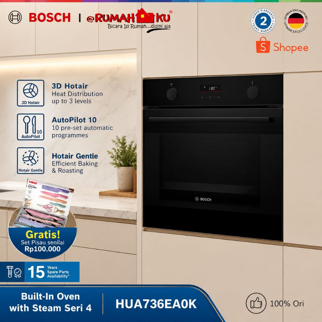 Bosch HUA736EA0K Oven Tanam Listrik dengan Fungsi Uap