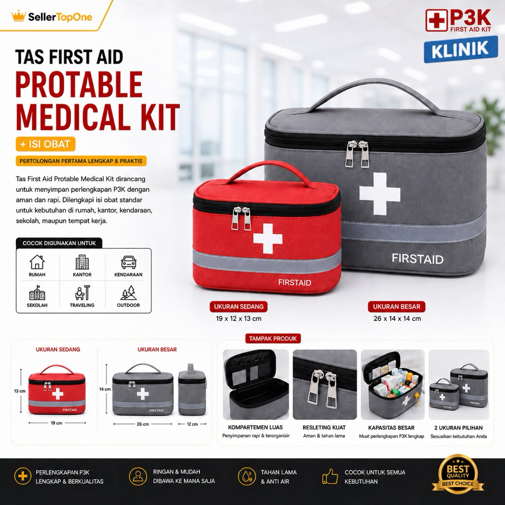 Tas P3K First Aid Medical Kit + Isi Obat P3K Lengkap Sesuai Standar