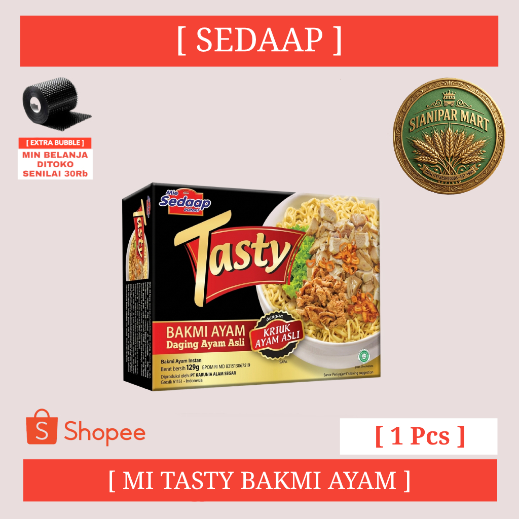 SEDAAP MIE TASTY BAKMI AYAM BOX 129g
