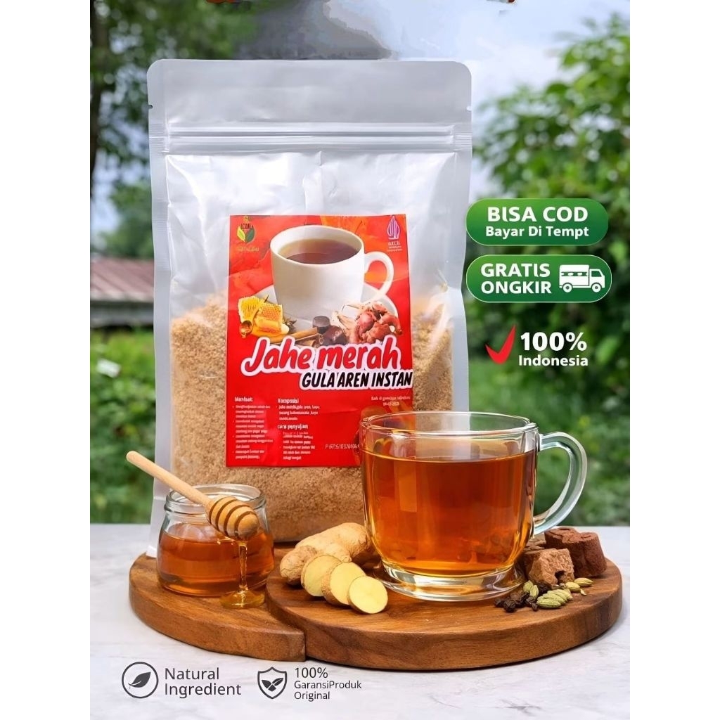Jahe Merah Gula Aren Premium Original kiloan  Minuman Instan curah Serbuk organik alami bubuk