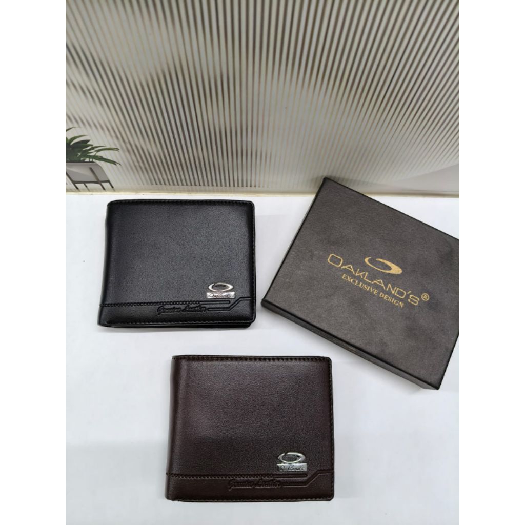 Oakland's Dompet Pria Lipat Dua Bahan Kulit Sintetis PVC Original Branded Elegan