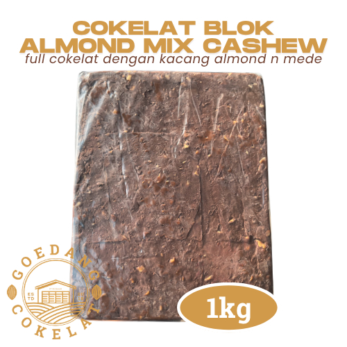 Goedang Cokelat | Coklat BLOK ALMOND Mix CASHEW 1kg – Coklat isi kacang almond mede mete | cocok unt
