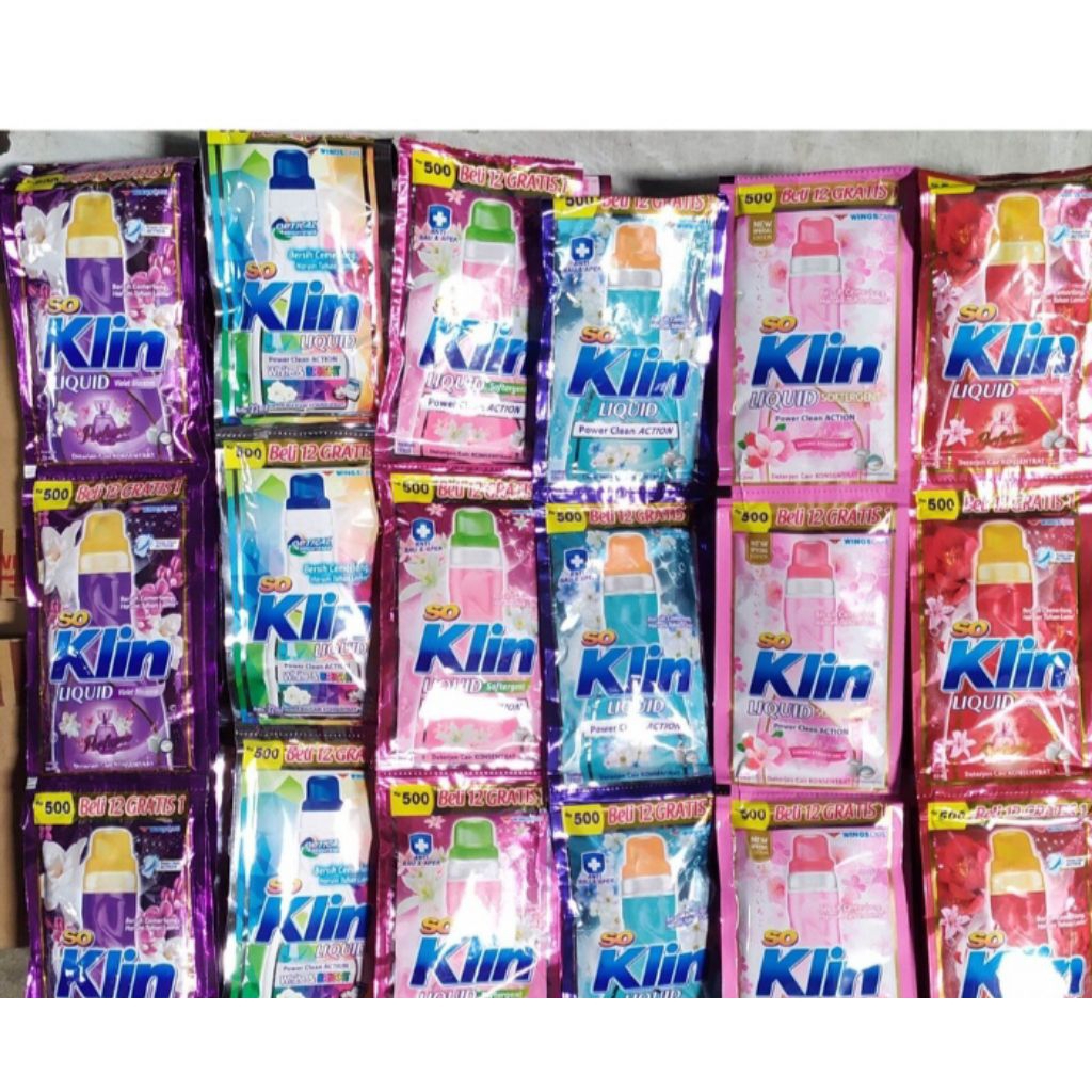 Soklin Deterjen Bubuk 24 Sachet - Softergent, Deterjen Cair 24 Sachet, Liquid Softergent 24 Sachet
