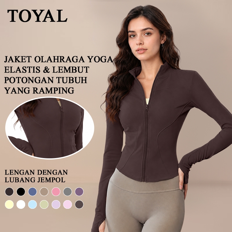 Jaket Olahraga Wanita Anti UV Lengan Panjang Yoga Fitness Pilates Outdoor