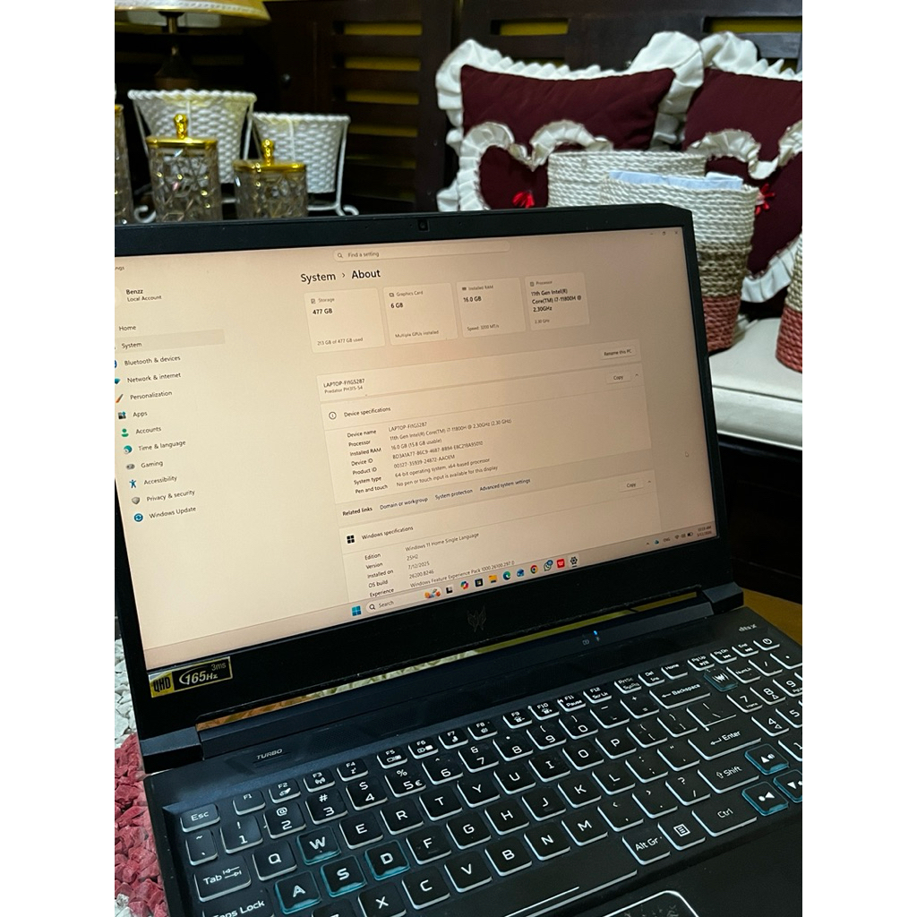 Laptop Acer Predator helios 300 (i7)