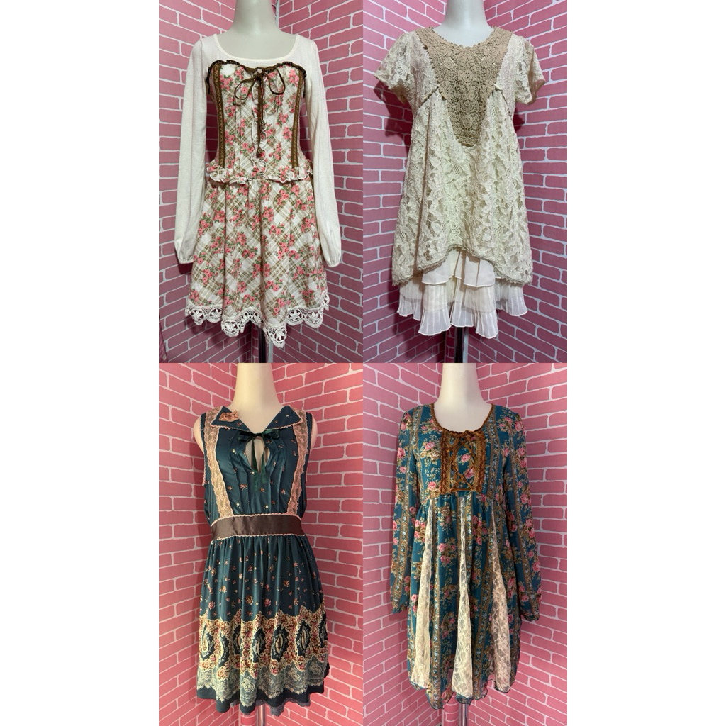 Dress kawaii cantik bunga liz lisa axes femme deary fairycore coquette whimsy twee silhouettes lolit