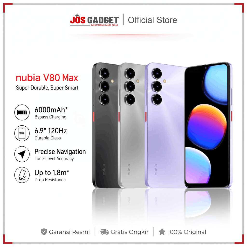 Nubia V80 Max 6/128GB RAM 8GB ROM 128GB Original Garansi Resmi Indonesia | HP Gaming Baterai 6000mAh