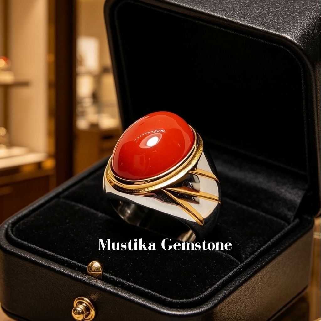 Cincin Pria BATU CINCIN RED MARJAN ASLI SUPER MEWAH TERMURAH