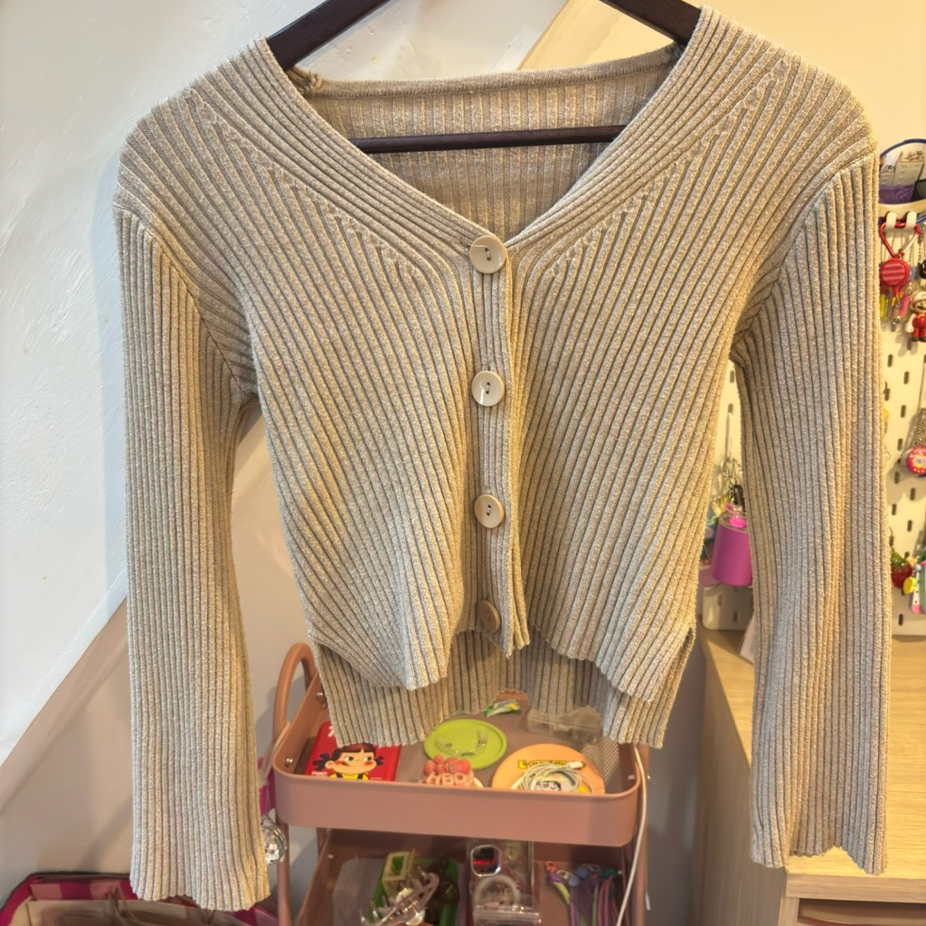 cardigan lidi rajut knit ribbed crop topi