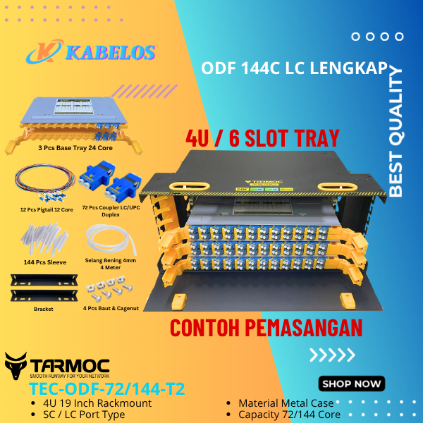Fiber Optic ODF 144 Core LC Lengkap Rackmount | ODF 144C LC