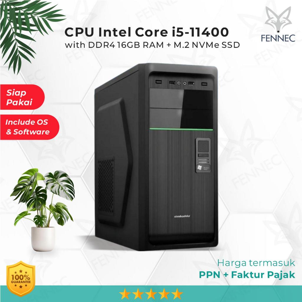 CPU PC Komputer Intel Core i5-11400 Gen-11 RAM 16GB SSD Rakitan Office - SSD NVMe 1TB, Harddisk 500G