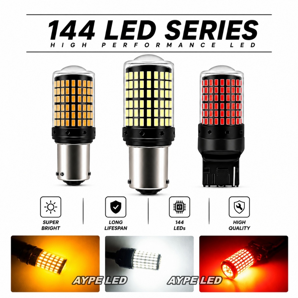 Lampu LED 144 Mata T20 1156 7440 1157 7443 BA15S BAU15S - Sein Mundur Rem High Quality Full Kaca