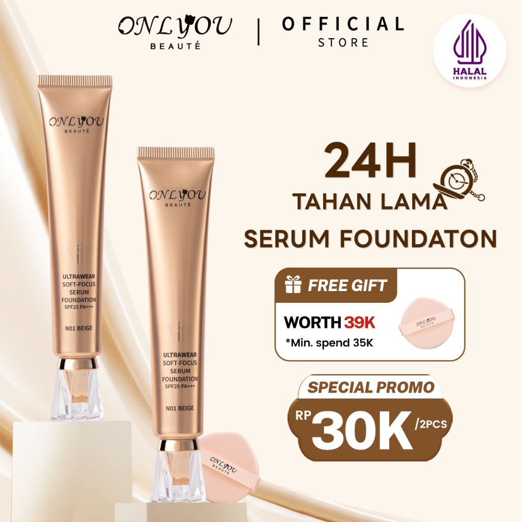 NEW UPGRADE ONLYOU Serum Foundation 24H JAM TAHAN LAMA UltraWear Soft-Focus SPF25 PA+++ Concealer me