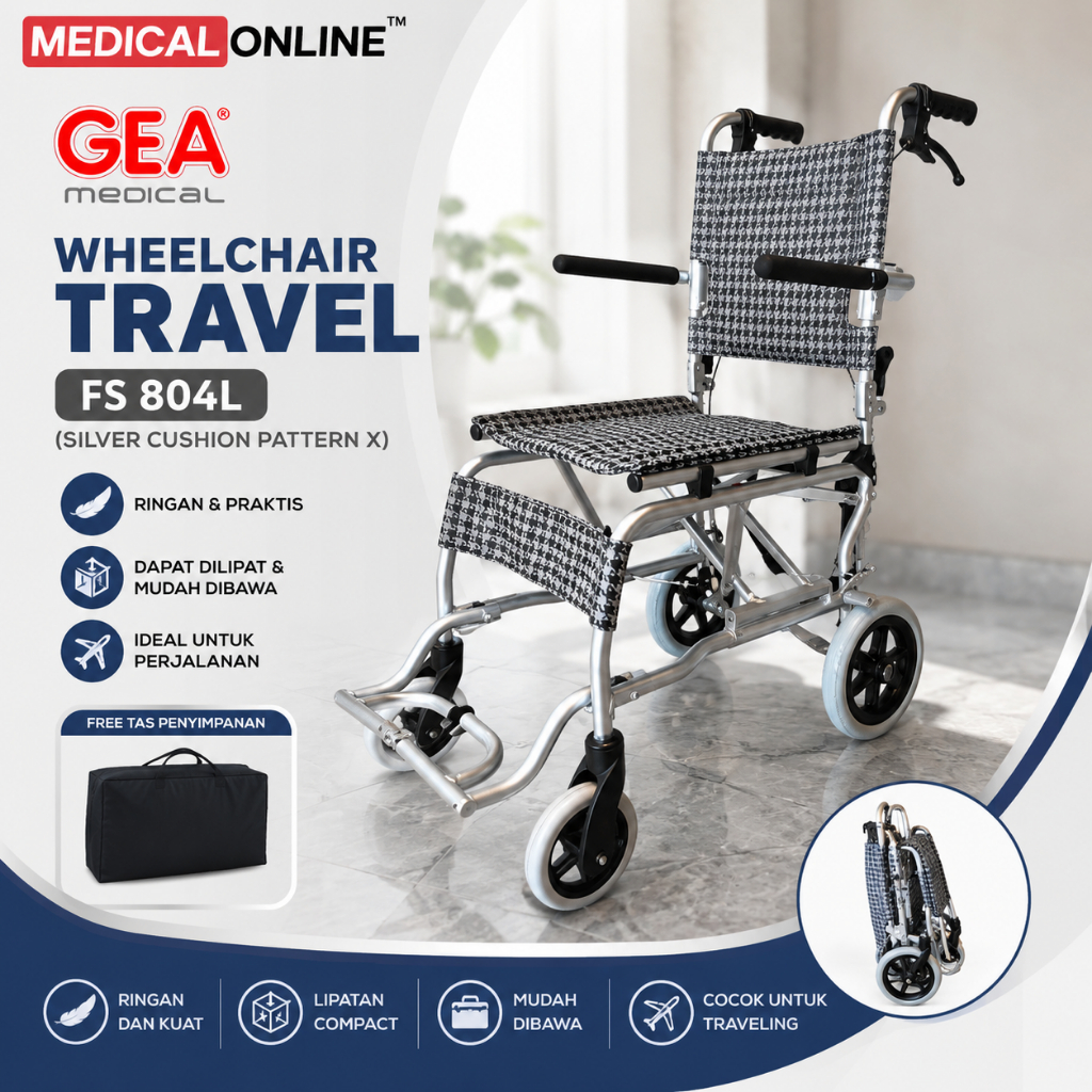 KURSI RODA TRAVELLING FS-804-LABJ-37 GEA MEDICAL ONLINE MEDICALONLINE KURSI RODA TRAVEL GEA