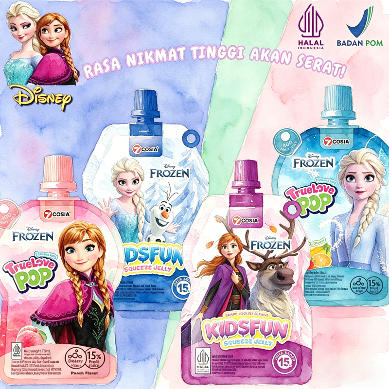 Disney Frozen Squeeze Jelly Yogurt Cemilan Minuman Jelly Yougurt Beku Enak Dan Bergizi 7COSIA SQUEEZ