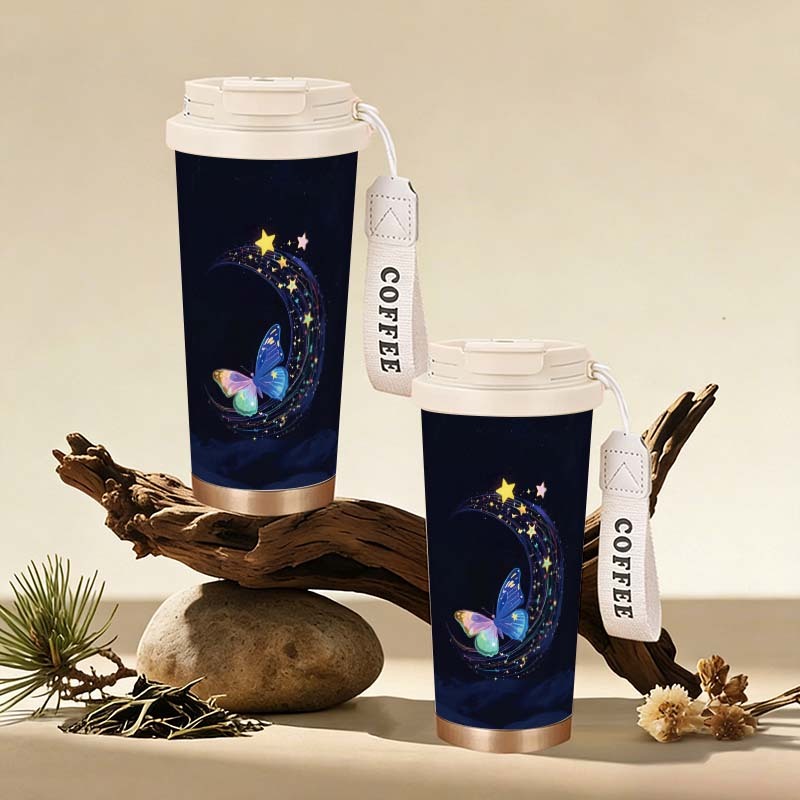 Portable 500ml Tumbler Colorful butterflies Minum Premium Botol Minum Stainless Sus 316 Tahan Panas 
